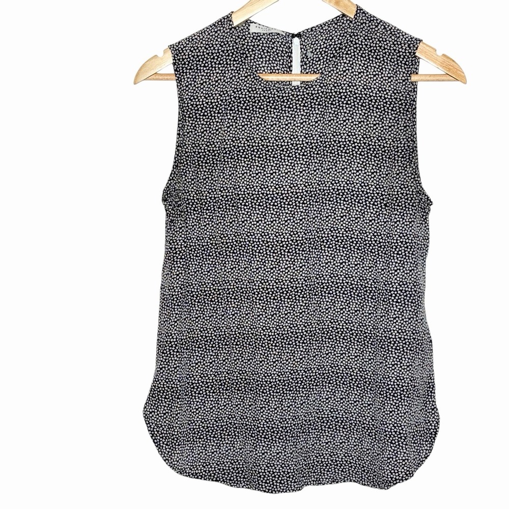 Equipment Silk Ditzy Floral Sleeveless Top Black Womens Small Minimalist Cottage